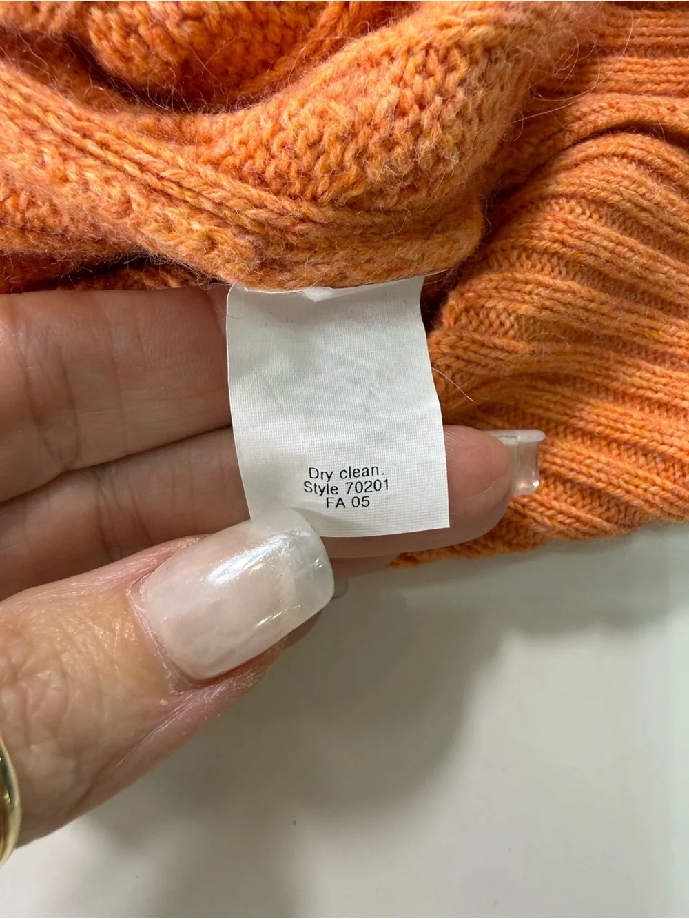 J. Crew Cashmere Cotton Blend Orange Cable-Knit Crewneck Sweater